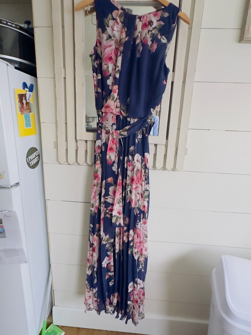 Navy Floral Maxi Dress with Pink Rose Print
